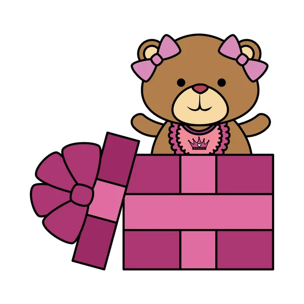 Милая медвежонок с бантиками в подарок — стоковый вектор