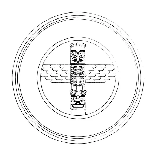 Canadese houten totem zegel stempel — Stockvector