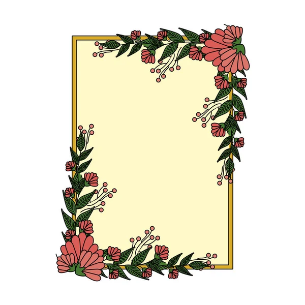 Postal con decoración de rosas y hojas — Vector de stock