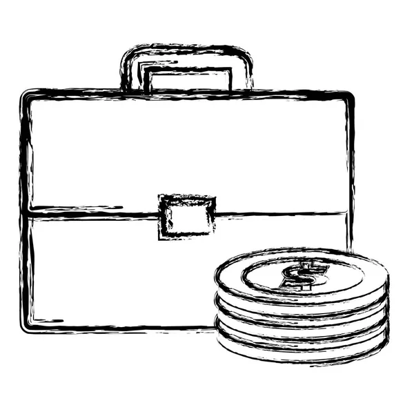 Portefeuille mallette avec pièces — Image vectorielle