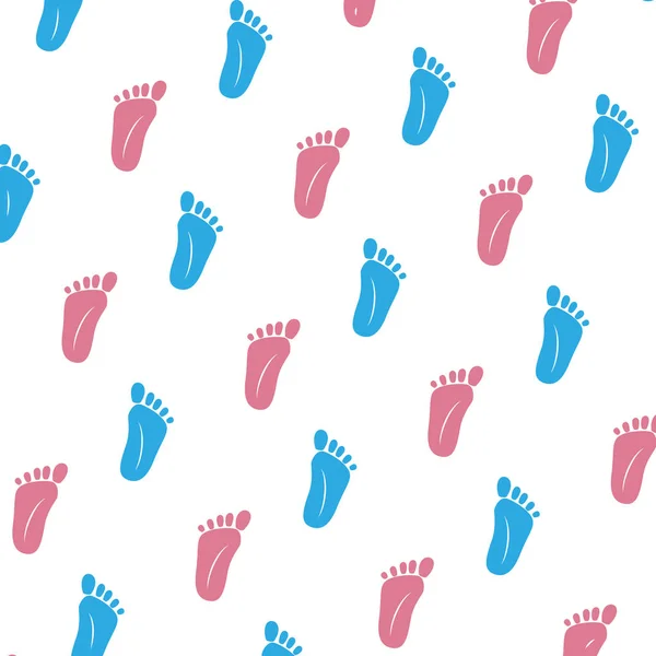 Fußabdrücke Baby Dusche Muster — Stockvektor