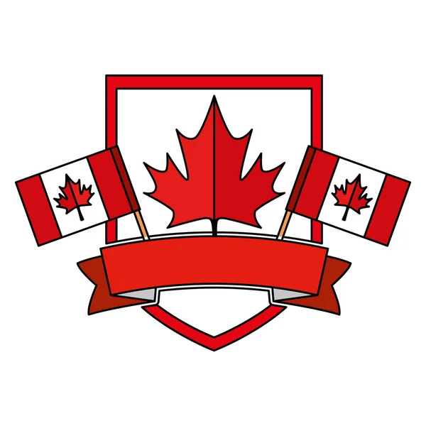 Escudo com moldura de bandeiras canadenses — Vetor de Stock