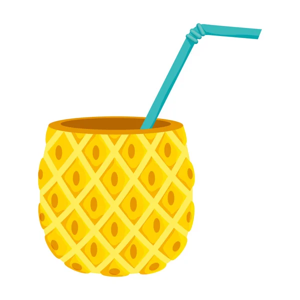Yaz taze meyve ananas kokteyl — Stok Vektör