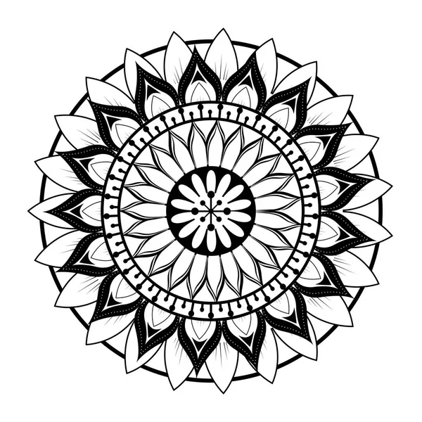 Mandala monocromática e circular — Vetor de Stock