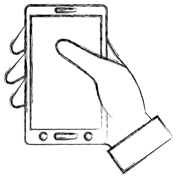 Mano con dispositivo smartphone — Vector de stock
