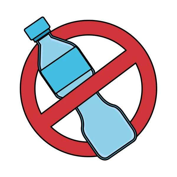 Botol plastik dengan simbol ikon daur ulang yang ditolak - Stok Vektor