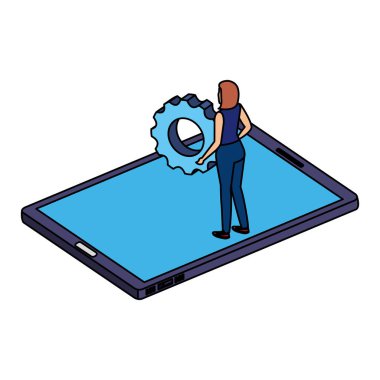 Genç bir kadın akıllı telefonuyla vites yükseltiyor.