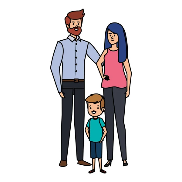 Adultos padres pareja con pequeño hijo — Vector de stock