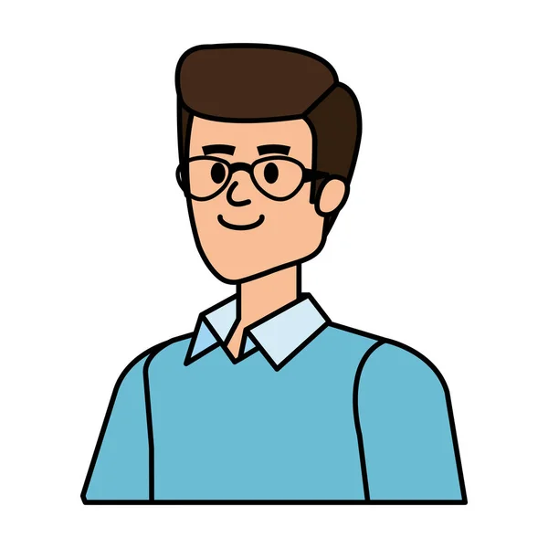 Junger Mann mit Brille Avatarfigur — Stockvektor