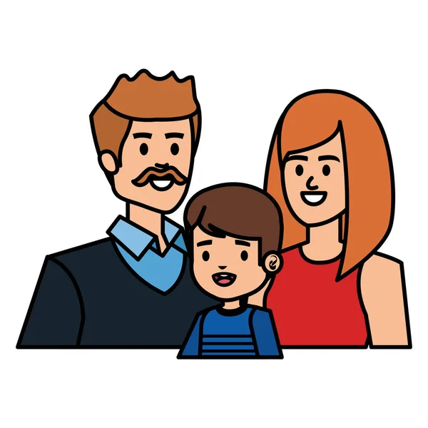 Дорослі батьки пара з маленьким сином — стоковий вектор