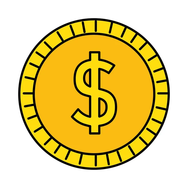 Moneta dollaro isolato icona — Vettoriale Stock