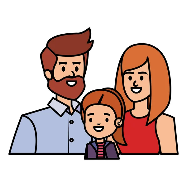 Adultes parents couple avec petite fille — Image vectorielle