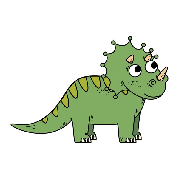 Lindo triceratops icono de carácter cómico — Vector de stock