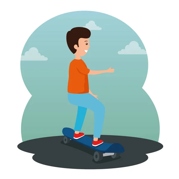 Happy Boy Kid spelen in het skateboard — Stockvector