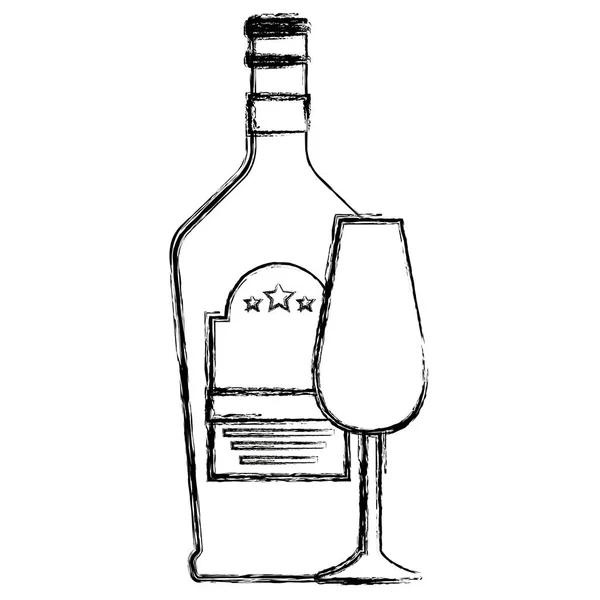 Weinflasche mit Becher — Stockvektor