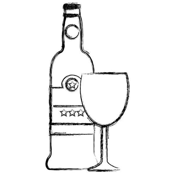 Weinflasche mit Becher — Stockvektor