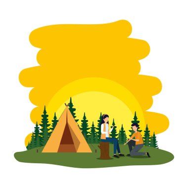 Genç çift kamp bölgesinde