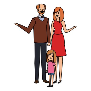 küçük kızı ile yetişkin anne çift