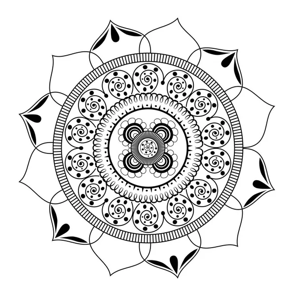 Mandala monocromo y circular — Vector de stock