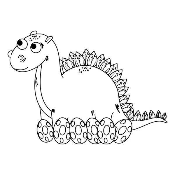 Mor Diplodocus vård av deras ägg komisk karaktär — Stock vektor