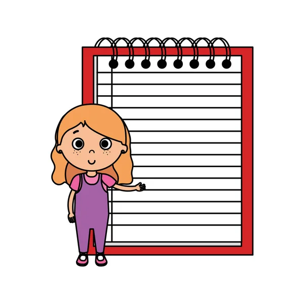 Niña estudiante con cuaderno — Vector de stock