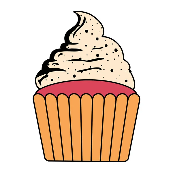 Tatlı cupcake pasta izole simgesi — Stok Vektör