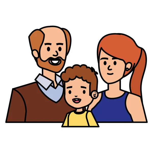 Adultos padres pareja con pequeño hijo — Vector de stock