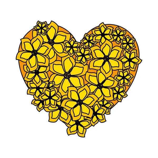 Belles fleurs en forme de coeur — Image vectorielle