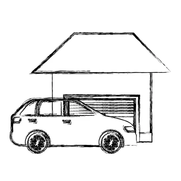 Voiture berline véhicule avec garage — Image vectorielle