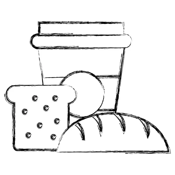 コーヒープラスチック容器付きパントースト — ストックベクタ