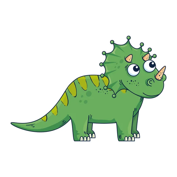 Lindo icono de personaje de cómic dinosaurio — Vector de stock