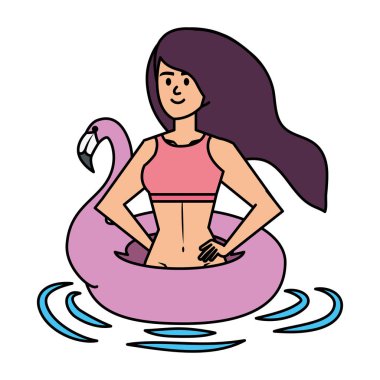 flaman şamandıra ile güzel kadın