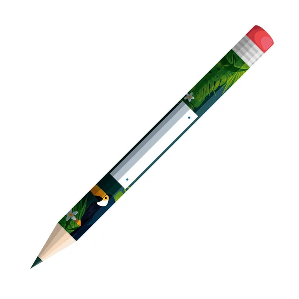 Pencil write with tropical fauna print — Stock Vector