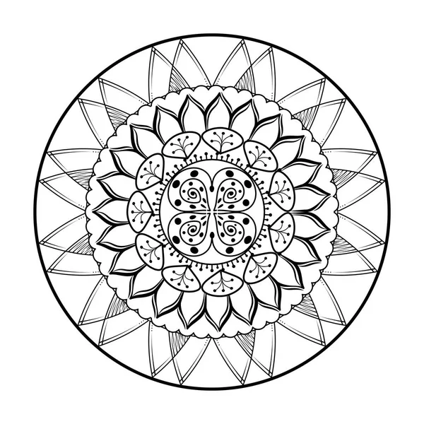 Mandala monocromo y circular — Vector de stock