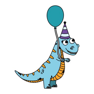 balon helyum ile sevimli tyrannosaurus rex