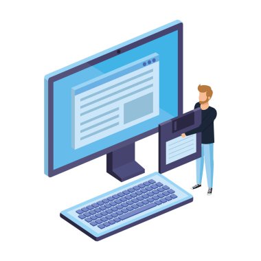 masaüstü ile disket kaldırma genç adam