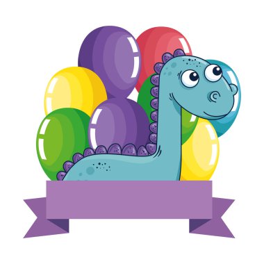 balonlar helyum çerçeve ile sevimli diplodocus