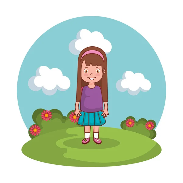 Красивая маленькая девочка, играющая в парке — стоковый вектор