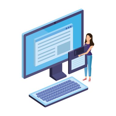 masaüstü ile disket kaldırma genç kadın