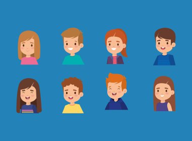 saç modeli ile kız ve erkek çocuk seti