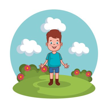 sevimli küçük çocuk parkı üzerinde oynama