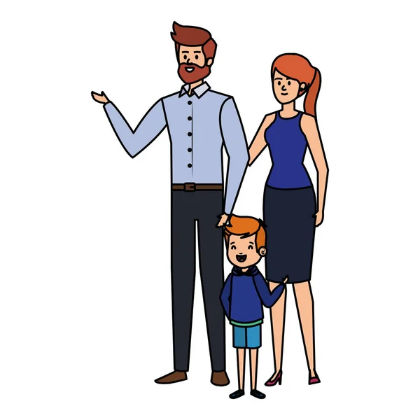 Adultos padres pareja con pequeño hijo — Vector de stock