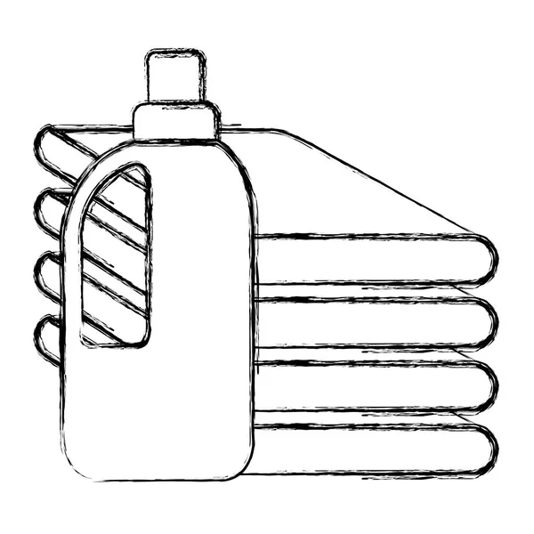 Одежда сложена с бутылкой моющего средства — стоковый вектор
