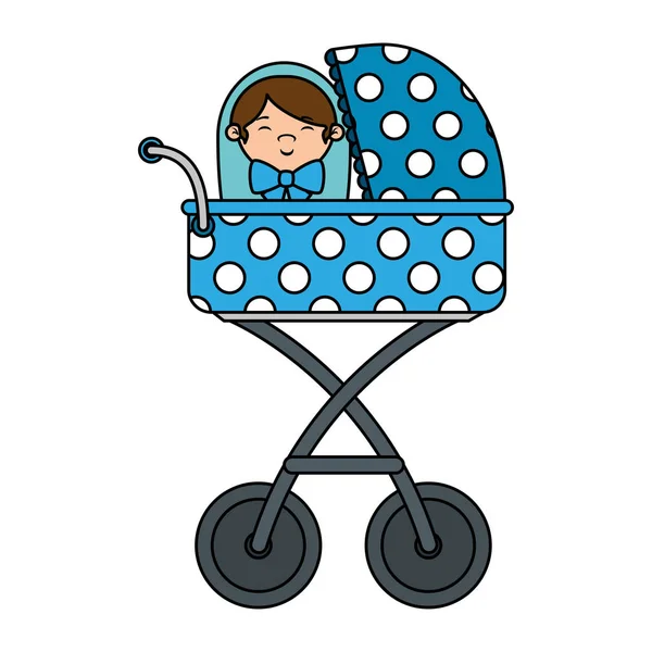 Cart with cute little boy baby — Stock Vector