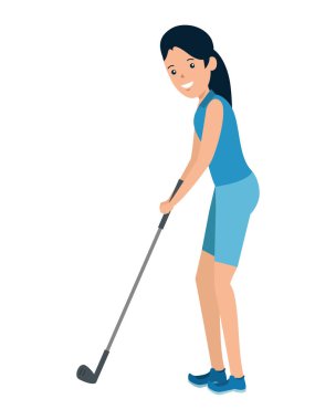 mutlu atletik kız golf pratik