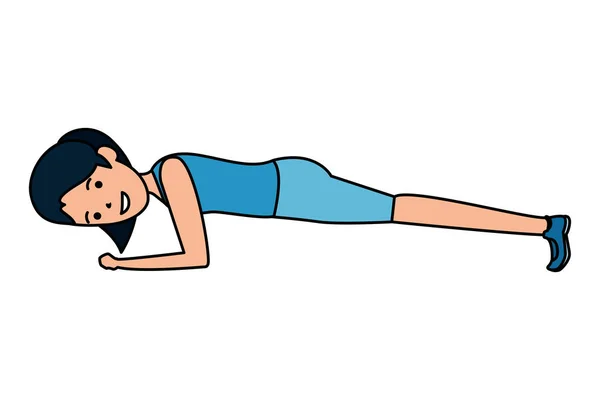 Chica atlética feliz haciendo flexiones — Vector de stock