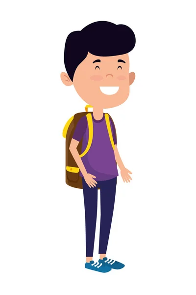 Happy student boy with schoolbag — Stock Vector