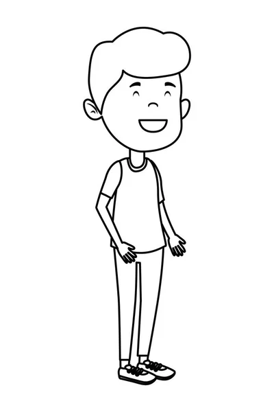 Feliz estudiante chico personaje cómico — Archivo Imágenes Vectoriales