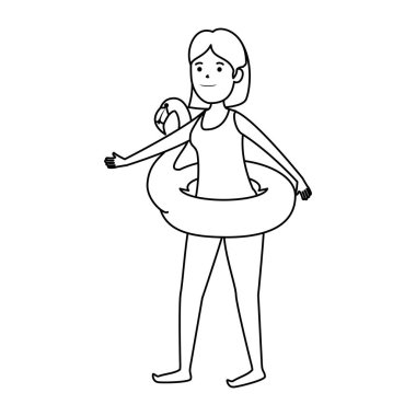 flaman float karakteri ile mutlu genç kız