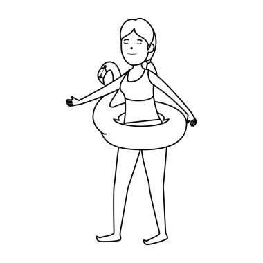 flaman float karakteri ile mutlu genç kız